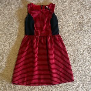 Kensie Red and Black Striped Casual Dress